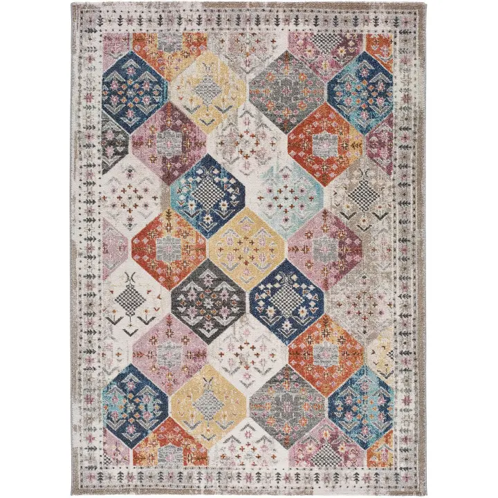 ATTICGO Alfombra de Interior Estilo Étnico en Multicolor - Mirva 20049 | 60X120, 200X290, 160X230, 120X170, 140X200 cm - 1