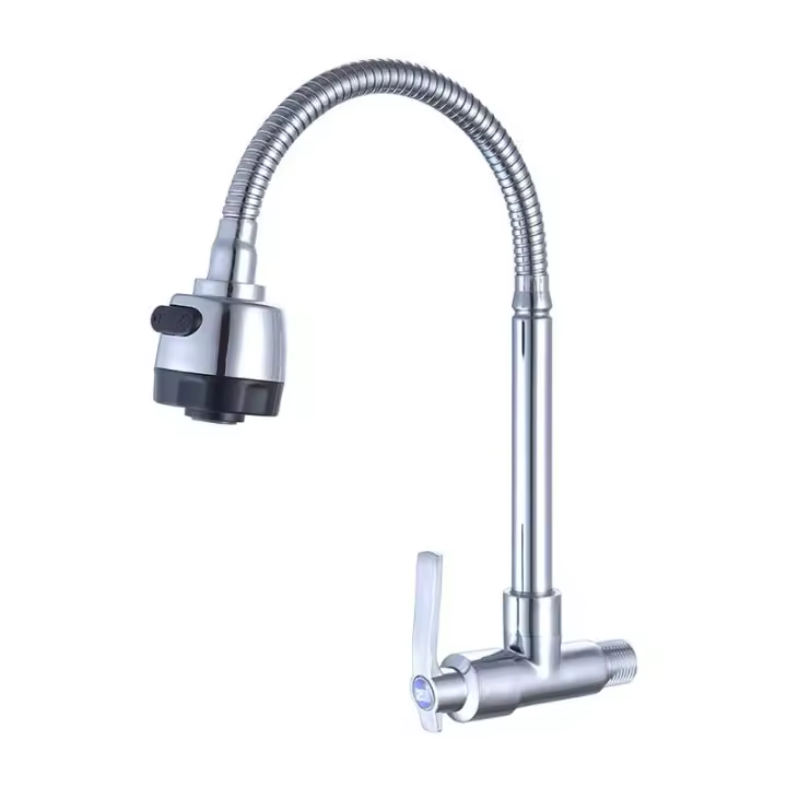 Grifo de cocina, grifo de fregadero de baño, grifo giratorio de 360° para fregadero de cocina, grifo de agua fría, grifo de cocina montado en la pared - 1