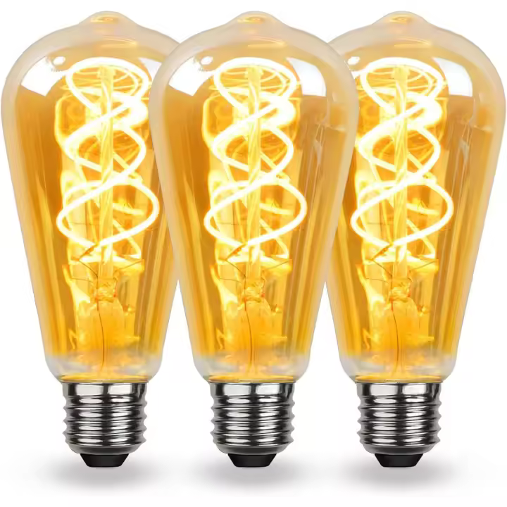Bombilla LED E27 vintage de filamento en espiral de cerámica, bombilla regulable vintage E27 de 4 W, luz blanca cálida, luz suave, bombilla Edison vintage ámbar E27 adecuada para sala de estar, dormitorio, pasillo, etc. [Clase energética D] - 1