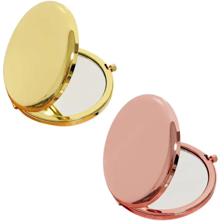 2 UDS 6,5 CM Espejo compacto Pequeño Espejo de mano portátil de doble cara - 1
