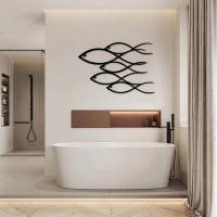 Decoración De Pared En Acero Metálico Tamaño 30x20cm Estilo Clásico Matizado De Negro Tema Marino Con Plantas Para Decoración De Hogar Y Baño - details 1