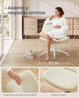 Silla de Oficina Contemporánea, Base de Estrella con Ruedas, Asiento Ancho y Cómodo, Altura Ajustable, Tela de Lino de Algodón, Silla Giratoria - details 2