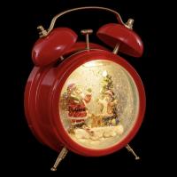 Decoración Reloj despertador Navidad, figura de Papa Noel,  luces LED, copos de nieve de la Navidad,  escena de Santa y del niño, rojo, lleno de agua/interior, funciona con pilas: 3Xaa 1.5V, linterna de Navidad, 1 LED, decoración hogar, decoración navidad - details 2