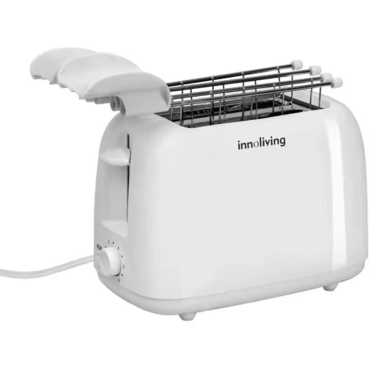 Innoliving INN-742 Tostadora con Pinzas 750W - 2 Compartimentos | Pinzas para Tostadas Rellenas | 6 Niveles de Dorado - Diseño Blanco | Pies Antideslizantes - 1