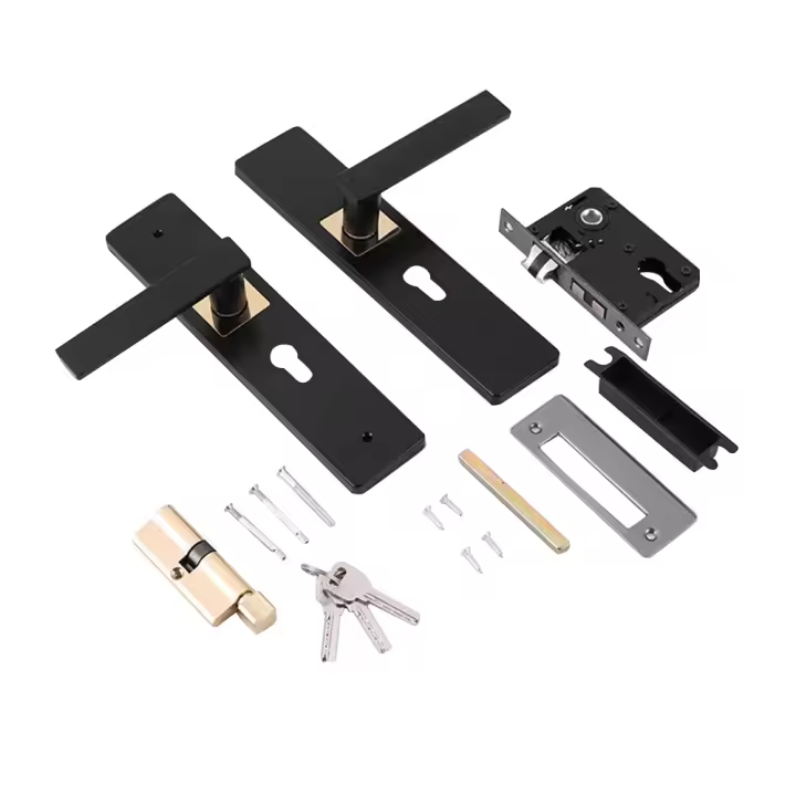 Cerradura De Puerta Con Manija Negra Para Dormitorio Y Baño Duradera Antirrobo Con 3 Llaves Seguridad Y Comodidad En El Uso - 1