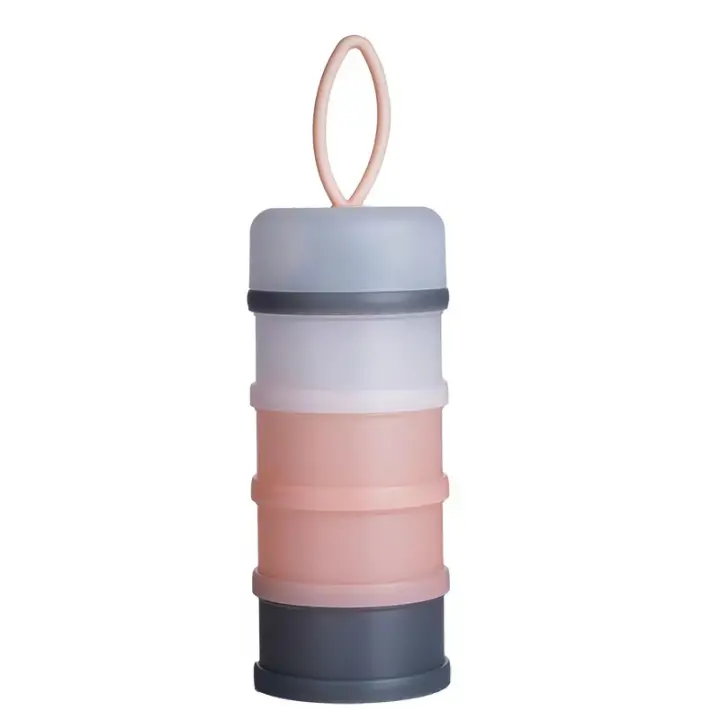 Dispensador portátil de fórmula de leche en polvo, contenedor de alimentos, cajas de alimentación de almacenamiento para bebés y niños pequeños, caja de almacenamiento de alimentos para bebés, 4 cuadrículas - 1