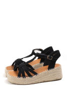 Sandalias de plataforma con cuña de esparto, tiras cruzadas y hebilla ajustable  Estilo fresco y cómodo Mynzi - details 1