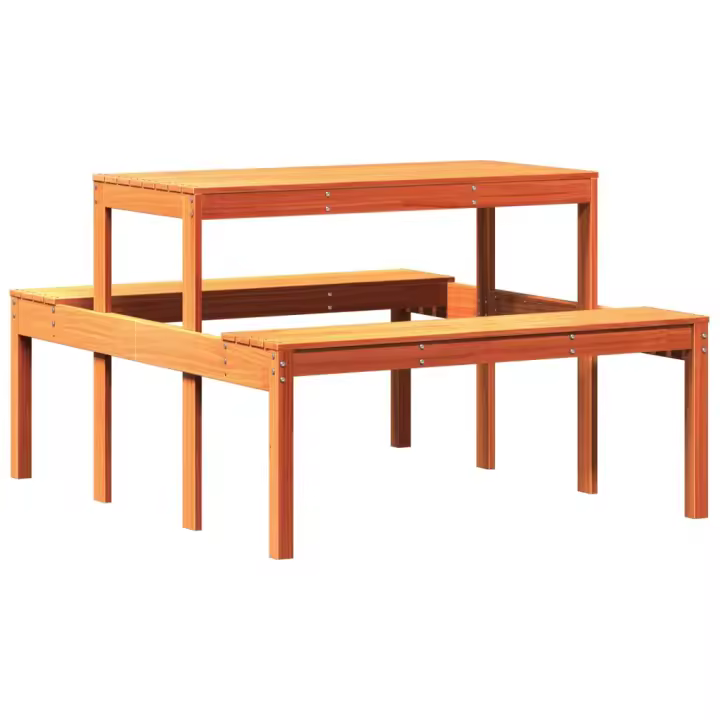 Mesa de pícnic Madera maciza de Pino marron Cera 110x134x75 cm - 1