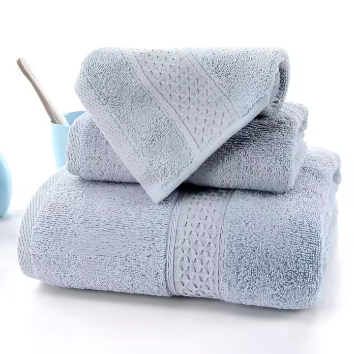 Juego de toallas de Algodón de lujo para el hogar, Set de 3 piezas, Ultra suave, highly absorbente, incluye 1 toalla de baño, 1 toalla de mano, 1 paño - 1