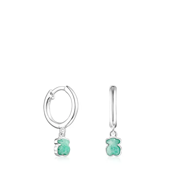 Pendientes de Plata de Primera Ley para Mujer con Motivo de Oso, Cierre Criolla, Elegante y Diferente, Colección Cool Color - 1