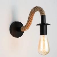 Lámpara De Pared Vintage Con Cordón De Henequén Luz De Pared Retro Nórdica Moderna Para Dormitorio Y Sala De Estar Decoración De Hogar - details 0