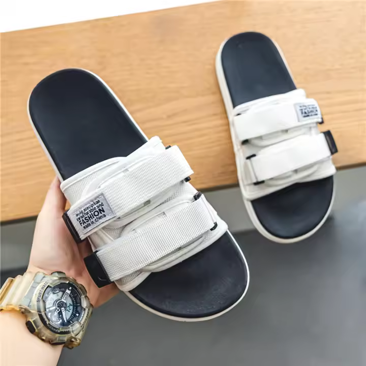 Zapatillas De Hombre Para Exterior E Interior Antideslizantes Con Suela Suave Cierre De Ganchillo Sandalias De Playa Estilo Casual Para Verano - 1