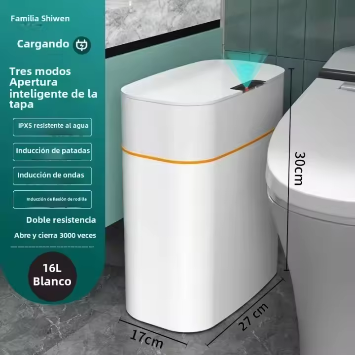 Bandeja De Papel Y Sandwich Inteligente Automática Para Baño Recipiente De Basura Eléctrico Con Cubierta Estrecho - 1