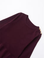 Vestido Mini De Encaje Con Botones Y Bolsillos Para Mujer Rojo Estilo Casual Manga Larga Cuello Redondo A-Line Chic Y Moda - details 1