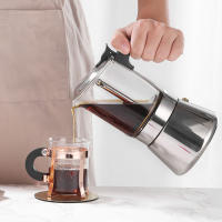 Moka Pot Clásico Italiano De Acero Inoxidable Con Cristal Superior Para 4 Tazas Café Expresso De Pared Con Boquilla Inferior - details 5