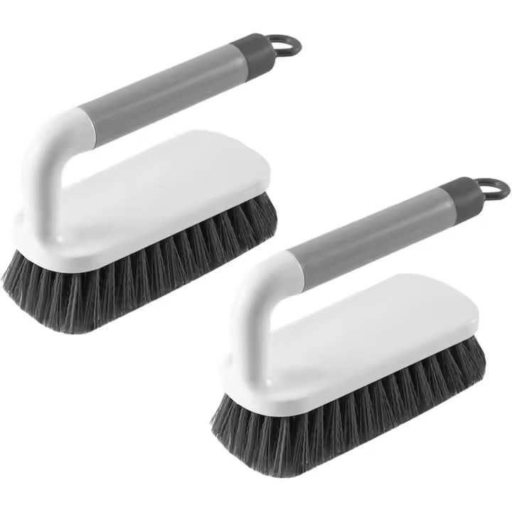 2 Pack Scrub Brush, Scrubbing Cleaning Brushes, Heavy Duty Cleaning Brushes with Handle (Grey) - 1