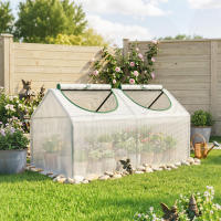 Outsunny Invernadero de Exterior 120x60x60 cm Invernadero de Jardín con 2 Ventanas Enrollables Cubierta de PE 140g/㎡ y Marco de Acero Impermeable Anti-UV para Cultivo de Plantas Verduras Translúcido - details 1