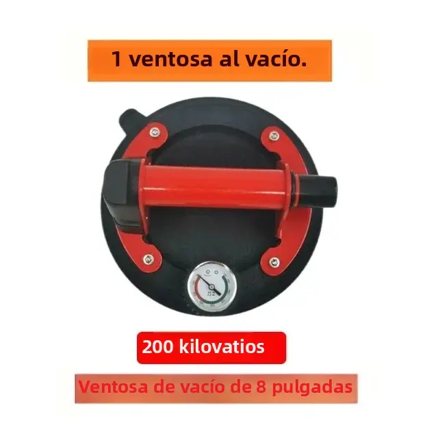 Liftable De Vidrio Y Granito De 8 Pulgadas Con Medidor De Presión Y Mango De Metal Succión De Vácuo De Alta Resistencia Para Mano Manual - 1