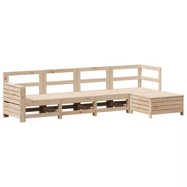 vidaXL Juego de sofás de jardín 5 piezas madera maciza de pino - 1