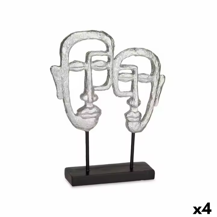 Figura Decorativa Cara Plateado 27 x 32,5 x 10,5 cm (4 Unidades) - 1