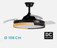FABRILAMP ALTA GAMA Ventilador Dc Emperador 72w Negro/haya 3aspas Desplegables 108d 7200lm 3000-4000-6000k Remoto+ Memoria+ Temporizador Incluye mando a distancia y dos tijas de 10 y 25 centímetro CALIDAD DE CONFIANZA - details 3