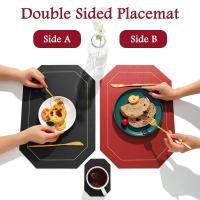 1/4pcs Tapetes De Comedor De Cuero Sintético Resistente Al Agua Aceite Calor Anti-Quemaduras Para Mesa De Cocina Restaurante Oficina Tamaño 43x30CM Colores Negro Azul Verde Marrón - details 1