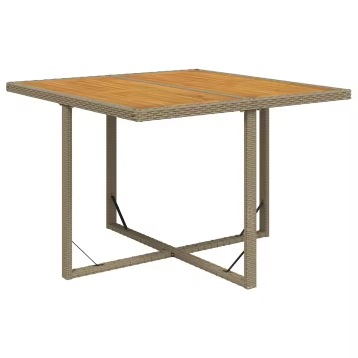 Mesa de Jardín sintético Madera Acacia beige 109x107x74cm - 1