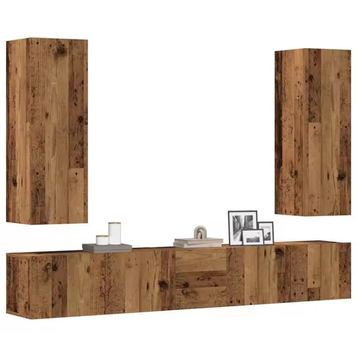 vidaXL Conjunto de mueble de TV 5 piezas montado la pared madera vieja - 1