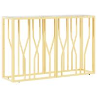 Vidaxl Mesa Consola de Acero Inoxidable y Vidrio 110x30x70 Cm Plateado - details 1