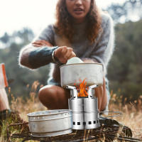 Estufa De Camping Portátil Para Sobrevivencia Quemando Madera Y Alcohol Para Excursiones Al Aire Libre Y BBQs Small Dual Fuel Camp Stove - details 9