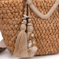Capazo de rafia con asas corazón | Heart Shell Tote - details 2