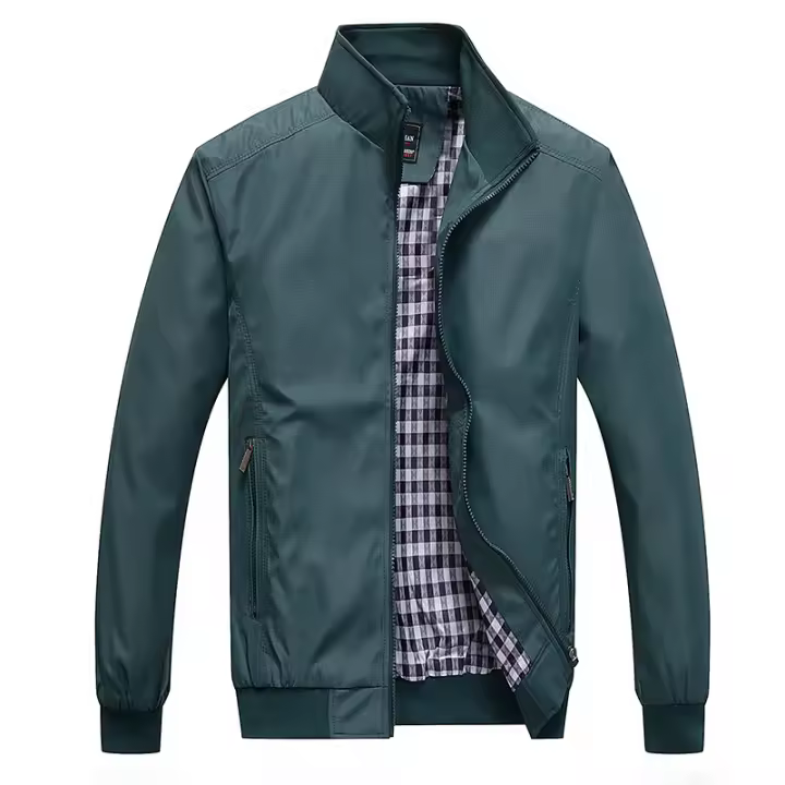 Chaqueta De Moda Para Hombre Casual De Primavera Y Otoño Abrigo Grande Y Suelto Estilo Dad Con Bolsillos Cierre De Cremallera - 1
