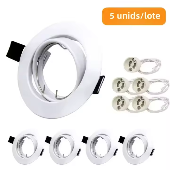 5pcs Soporte De Lámpara LED Recargable Redondo Ajustable Para Techo Fijación De Bola Ensamblaje De Metal Para Iluminación Doméstica - 1
