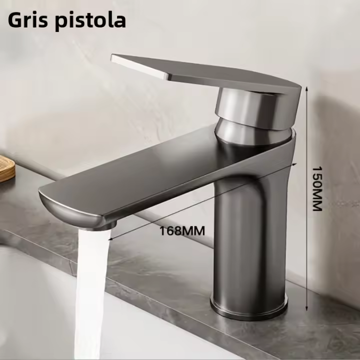 Grifo De Cocina Y Baño De Acero Inoxidable Doble Uso Agua Caliente Y Fría Sin Salpicaduras Montaje En Superficie Contemporáneo - 1