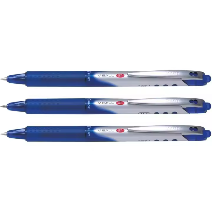Pilot Bolígrafo Roller V-Ball 07 Retráctil Punta 0,7 mm Tinta Líquida Azul (Pack de 3) - 1