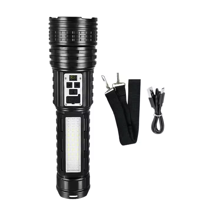 Linterna Táctica Recargable De Alta Potencia LED Torcha De Gran Alcance Con Batería Integrada Luz De Emergencia Resistente Al Choque Y Agua - 1