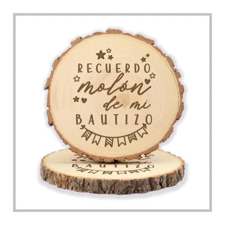 RegaloVip.es - Set 4 posavasos PERSONALIZABLES. Posavasos bautizo madera natural personalizados, regalos para bodas invitados originales, detalles comunion para invitados, recordatorios de boda para invitados - 1