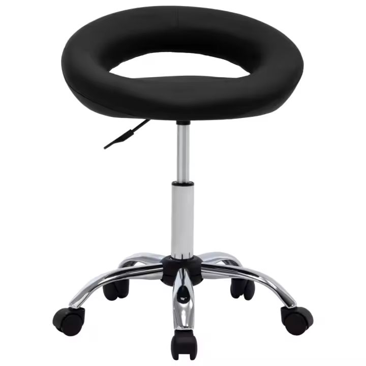 Silla de trabajo con ruedas cuero sintético negro - 1