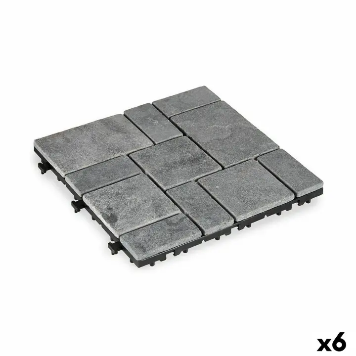 Baldosa Encajable Ibergarden TTS11P-GY Gris Piedra Plástico 30 x 2,8 x 30 cm (6 Unidades) - 1