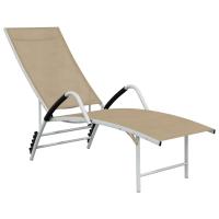 vidaXL Tumbona de textilene y aluminio Negro, Crema, Taupé Sillas de Exterior Ideal para jardín, playa, piscina, terraza Tumbona Piscina Tumbonas Playa Tumbonas Jardín Exterior - details 0