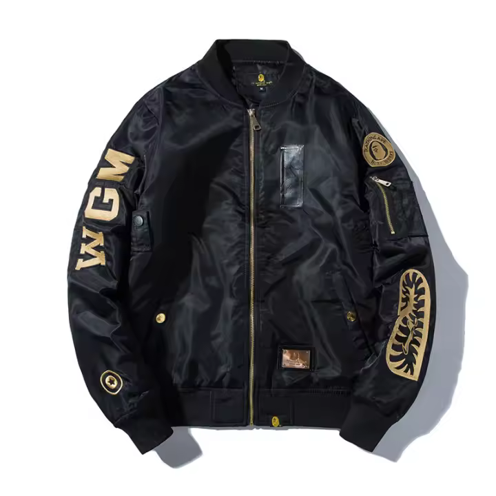 Chaqueta De Pilotaje Ma1 Estilo Japonés Para Hombres Y Mujeres Con Bordado Adecuada Para Motociclistas Y Uso Diario Talla M a XXXL Color Negro - 1