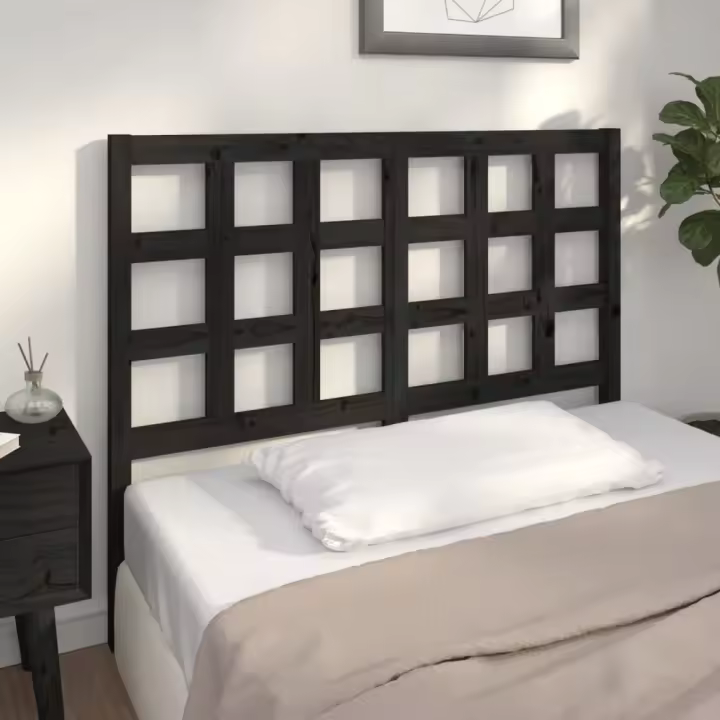 vidaXL Cabecero de cama madera maciza de pino negro 125,5x4x100 cm - 1