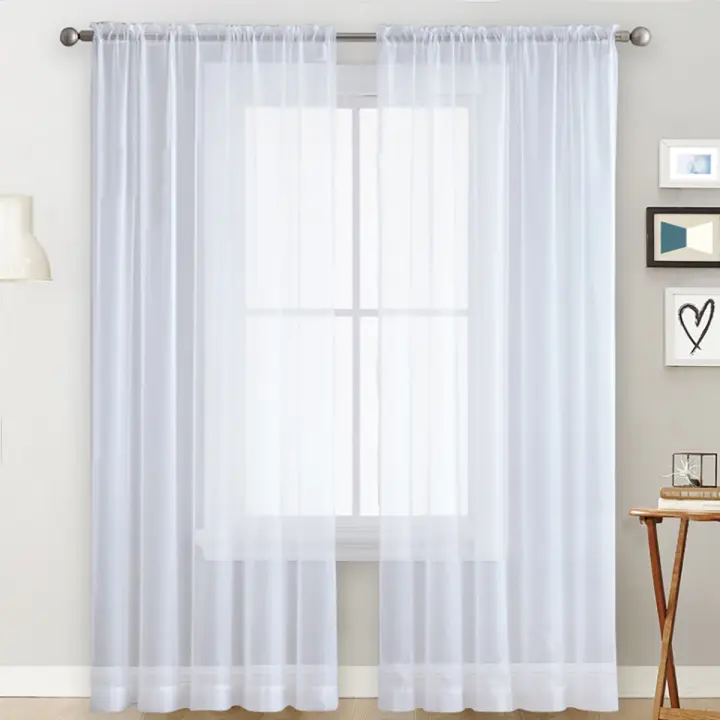 Cortina De Ventana Transparente De Seda Terylene De Color Sólido Para Decoración Simplicidad En Sala De Estar Y Dormitorio - 1
