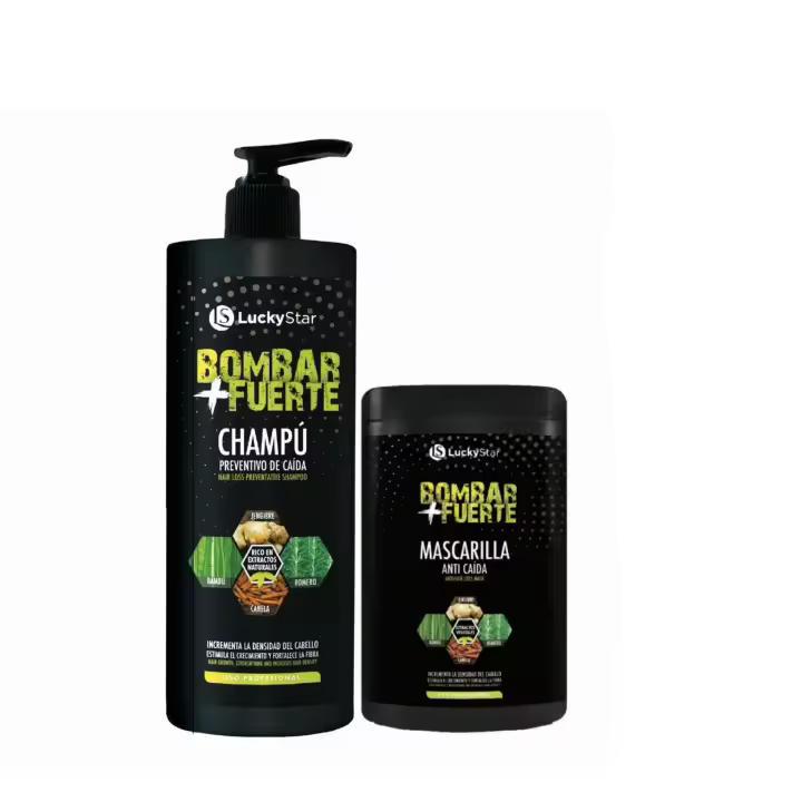 KIT DE BOMBAR+FUERTE,INCREMENTA LA DENSIDAD DEL CABELLO ESTIMULA EL CRECIMIENTO Y FORTALECE LA FIBRA. CHAMPU 1000 ML, MASCARILLA 1000 ML - 1