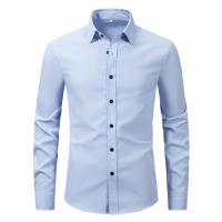 Camisa Casual Para Hombres De Cuatro Estaciones Con Mangas Largas Y Cuello En V Estilo Inteligente Poliéster Tat De Nueva Colección 2025 - details 2