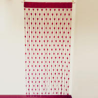 Cortina De Voile Con Patrón De Corazón Y Decoración De Cordón Para Sala De Estar Dormitorio Divisor De Puerta Translúcida Moderna - details 5