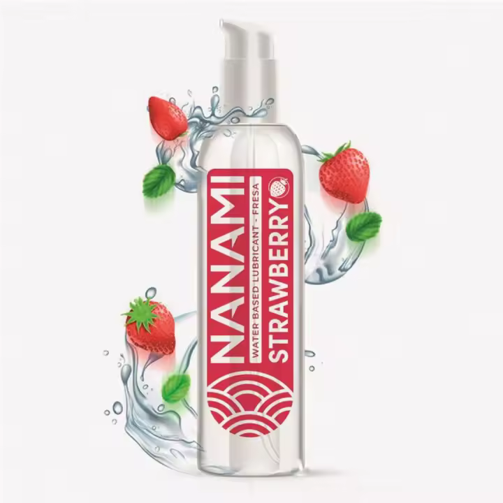 Lubricante Sexual NANAMI Sabor Fresa. Base Agua. 150 ml. Apto para Sexo Oral, Masajes y Uso con Preservativos . - 1