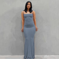 Vestido De Manga Spaghetti Estilizado Y2K Para Mujer Estilo Casual Coreano Y Japonés Sin Cuello Con Suspensión Vestido Largo Hasta La Rodilla - details 15