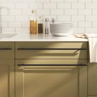 vidaXL Tiradores para armarios 5 uds acero inoxidable 480 mm en color Negro/Dorado/Bronce | almacenamiento funcional diseño moderno para baño dormitorio sala - details 0