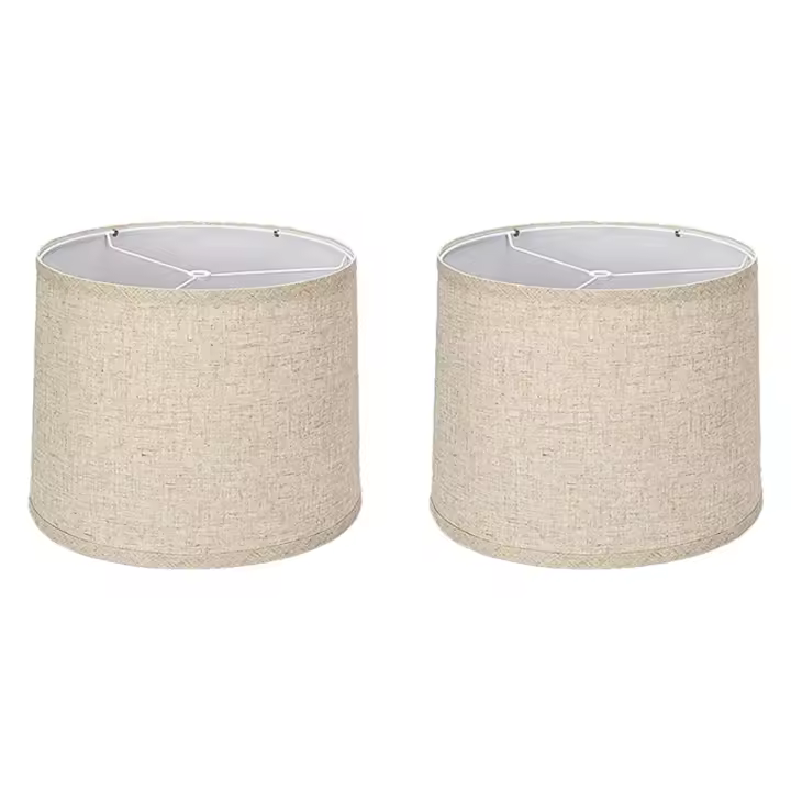 Pantallas de lámpara de lino Natural, pantallas de tela de repuesto altas para lámpara de mesa, lámpara de pie, 2 piezas, Beige - 1